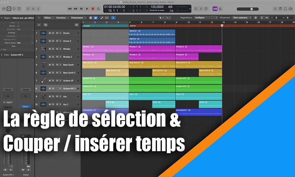 Tutoriel Logic Pro : la règle de sélection - Couper / insérer Temps