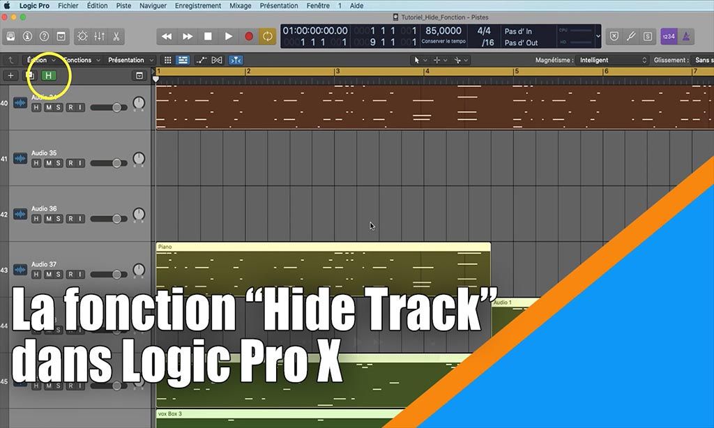 La fonction &quot;Hide Track&quot; dans Logic