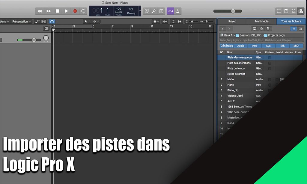 Importer les pistes d&#039;un projet dans un autre dans Logic Pro X