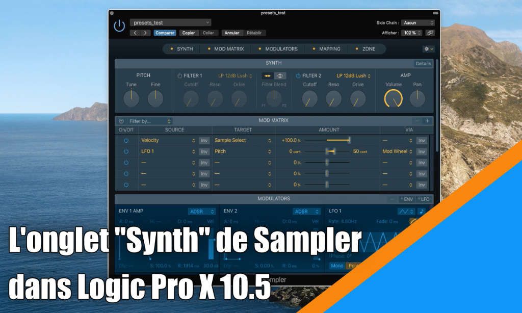 L&#039;onglet &quot;Synth&quot; dans Sampler (Logic Pro X v10.5)