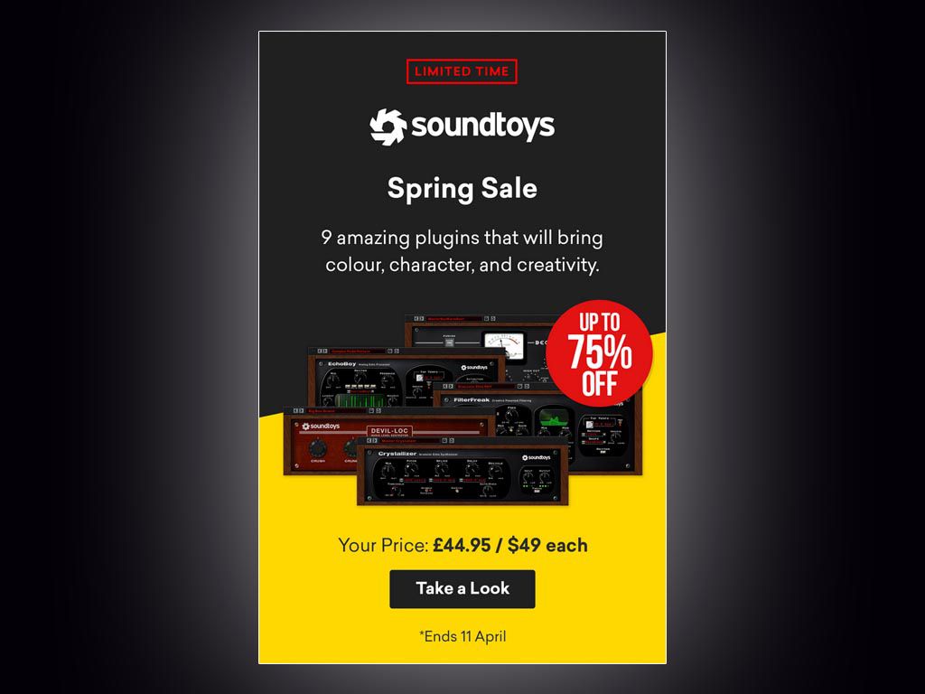 Jusqu&#039;à -75% chez Soundtoys !