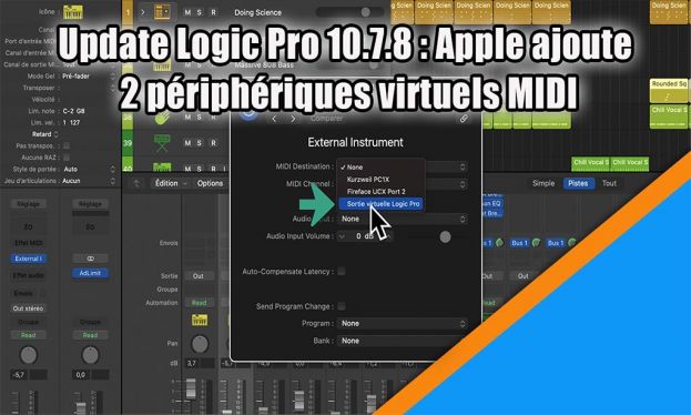 Logic Pro 10.7.8: Apple ajoute 2 ports virtuels MIDI dans Logic.